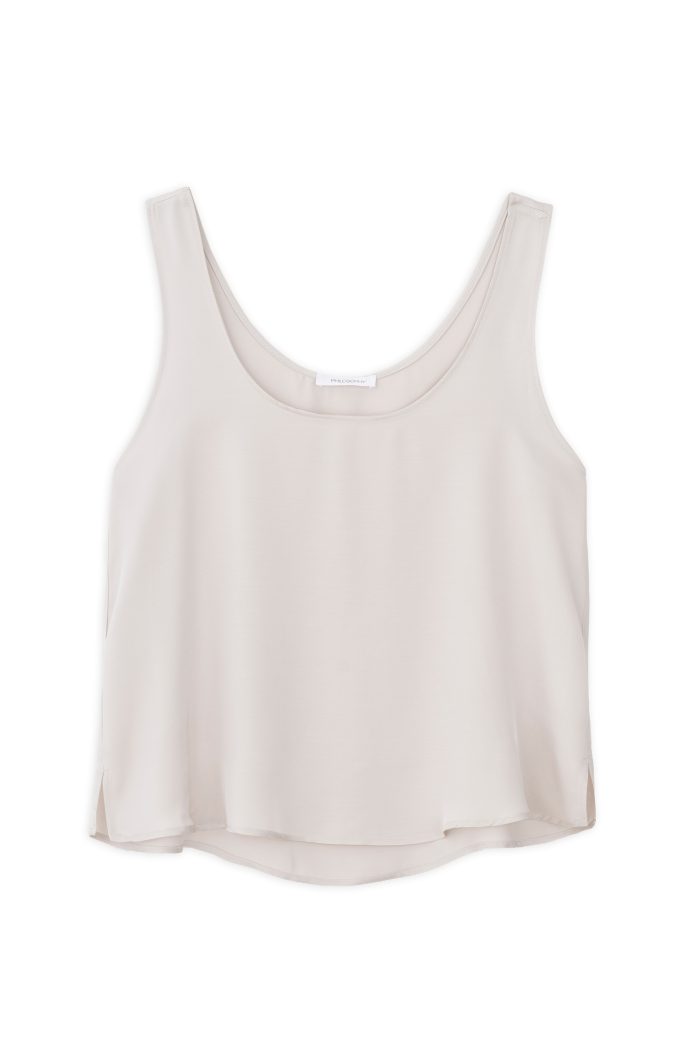 SATIN FINE ECOVERO SLEEVELESS CROPPED TOP