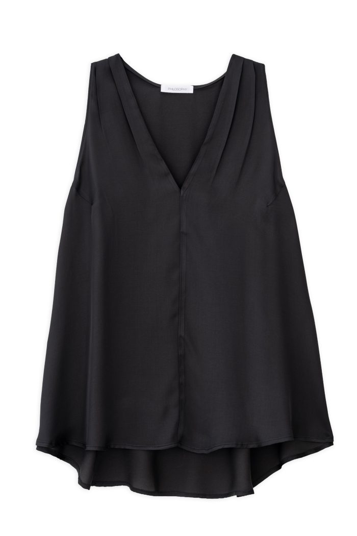 PHILOSOPHY SATIN FINE ECOVERO V NECK  TOP