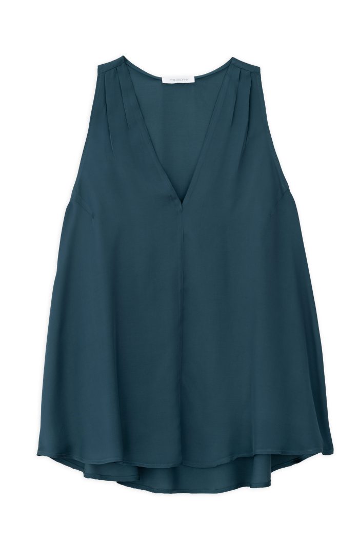 PHILOSOPHY SATIN FINE ECOVERO V NECK  TOP