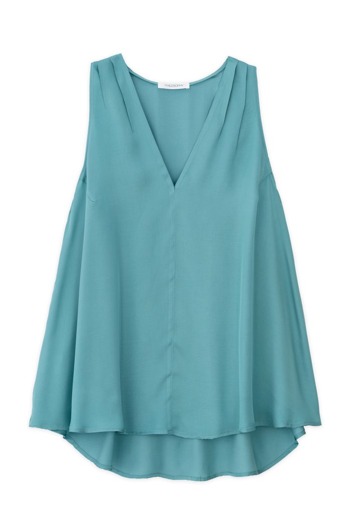 PHILOSOPHY SATIN FINE ECOVERO V NECK  TOP