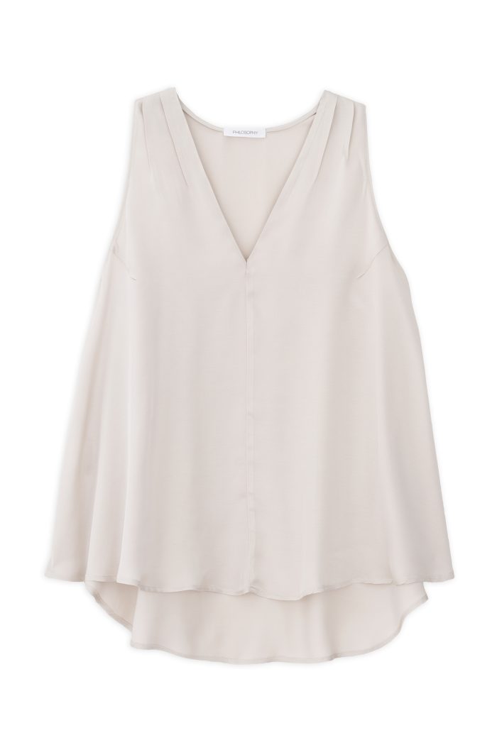 PHILOSOPHY SATIN FINE ECOVERO V NECK  TOP