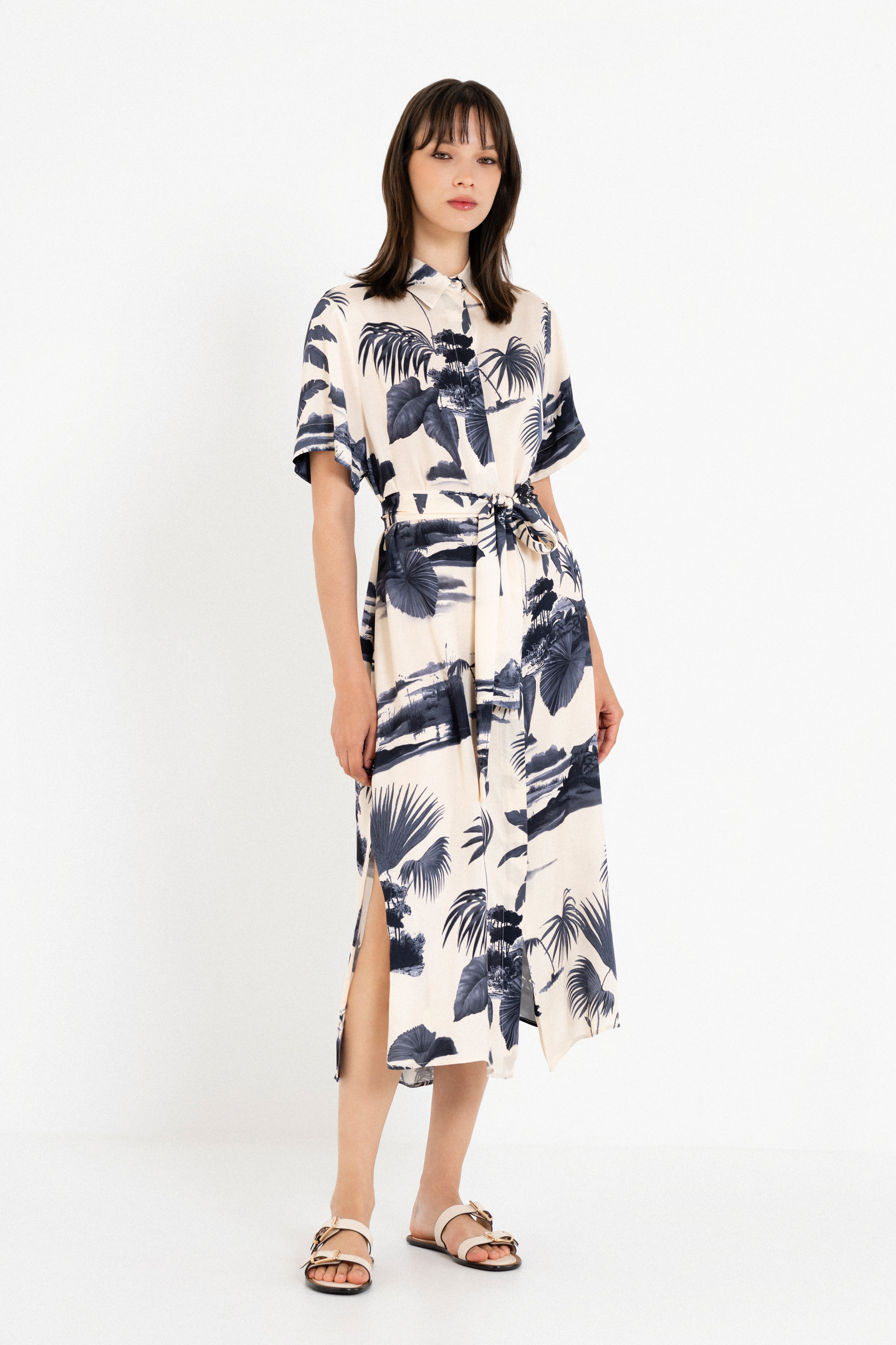 PHILOSOPHY SATIN PRINT SHIRTDRESS