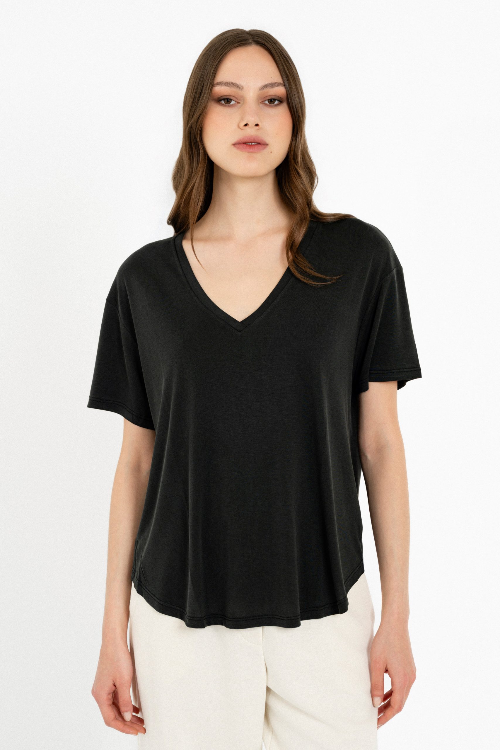 PHILOSOPHY BASIC CUPRO V NECK TOP