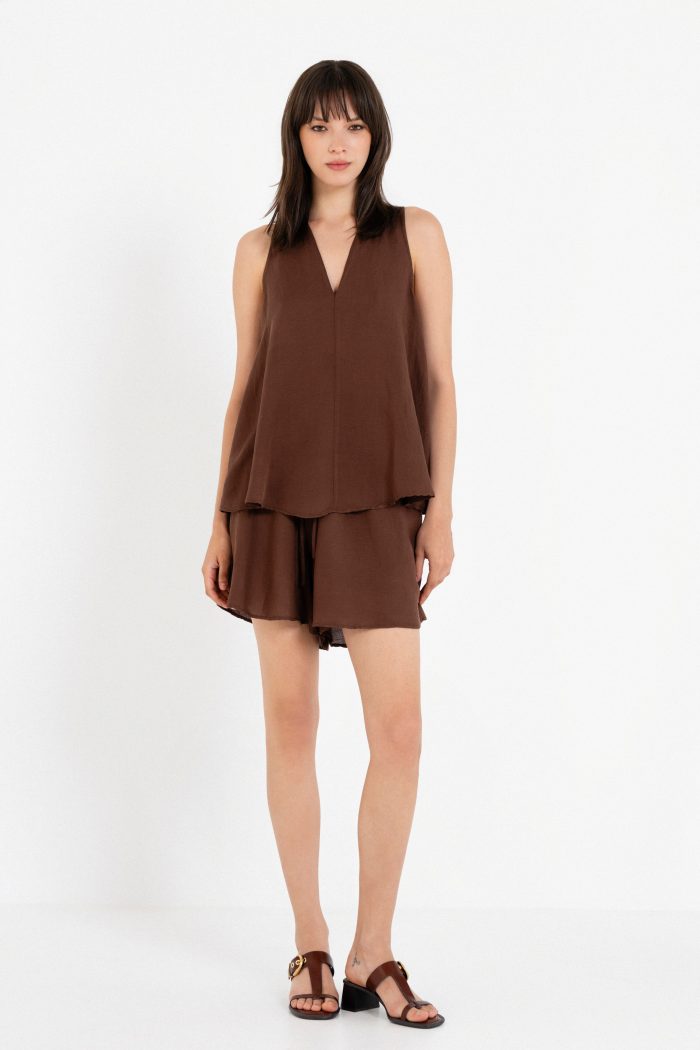 PHILOSOPHY GAUZE V NECK TOP 
