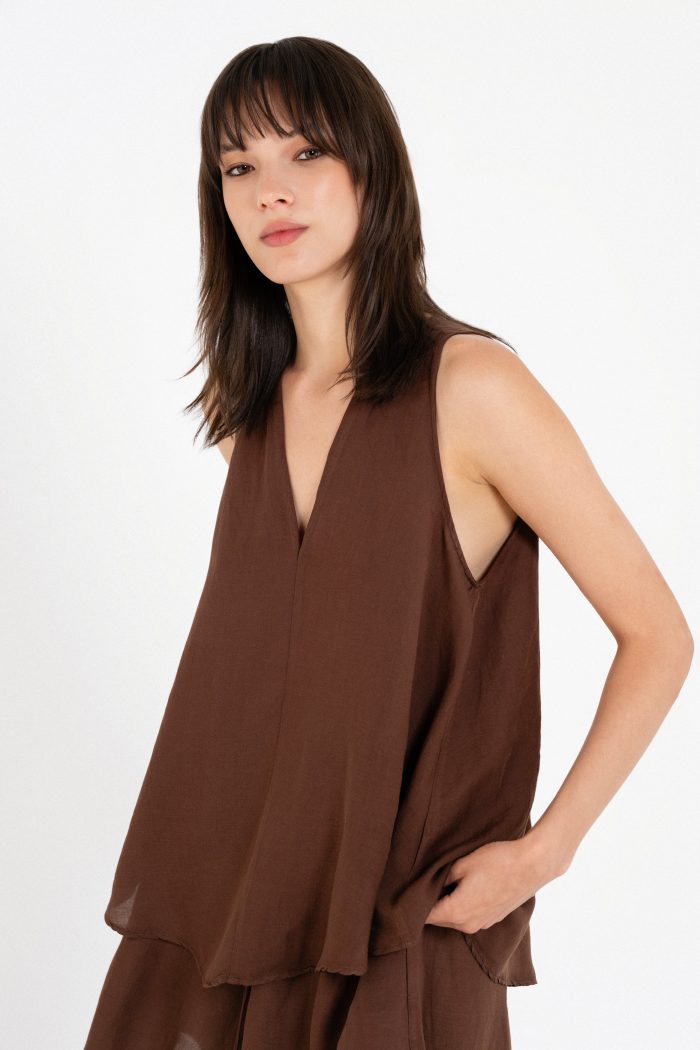 PHILOSOPHY GAUZE V NECK TOP 