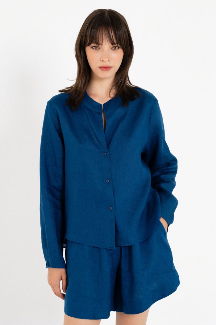 PHILOSOPHY LINEN CROPPED SHIRT
