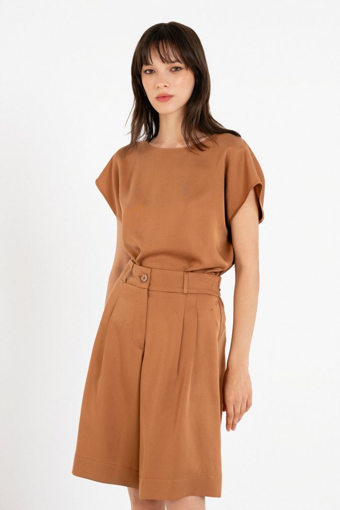 PHILOSOPHY LYOCELL PLEATED SHORTS