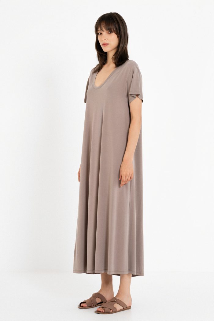 PHILOSOPHY BASIC CUPRO SHORT SLEEVE DRESS