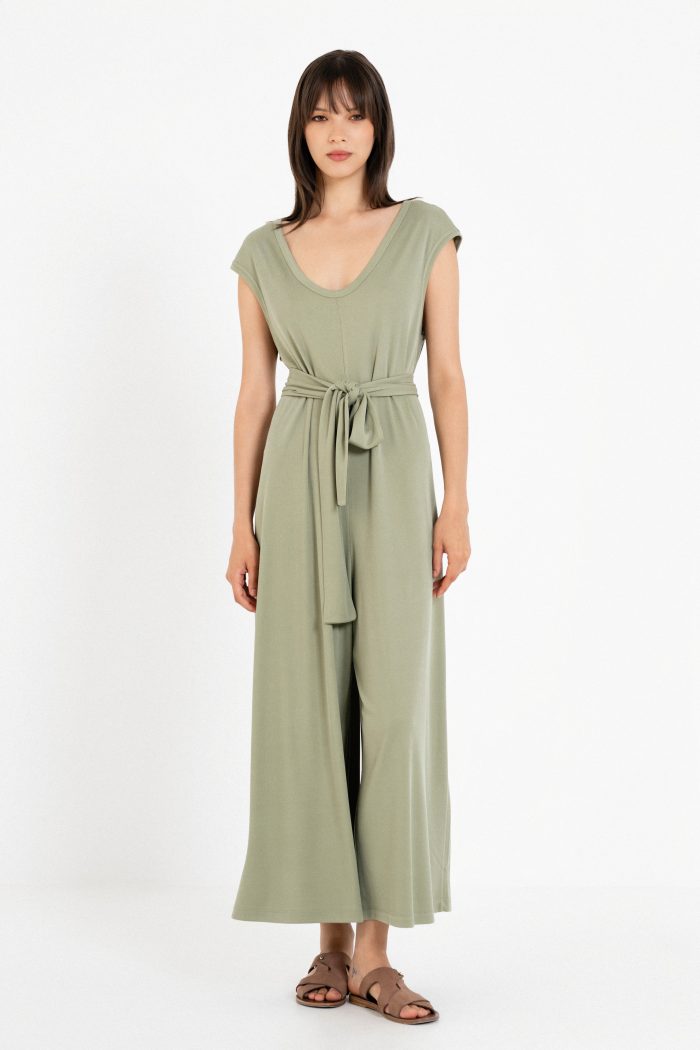 PHILOSOPHY RIB V NECK JUMPSUIT