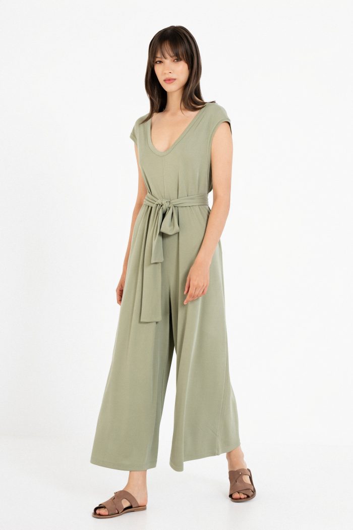 PHILOSOPHY RIB V NECK JUMPSUIT