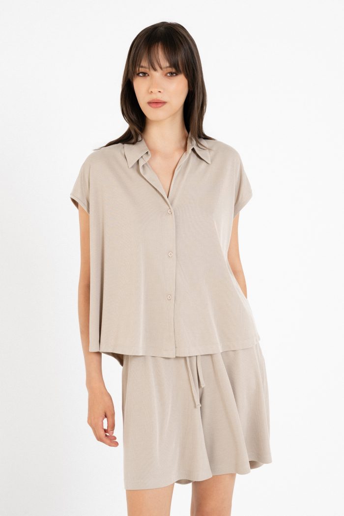 PHILOSOPHY  RIB CROPPED SHIRT