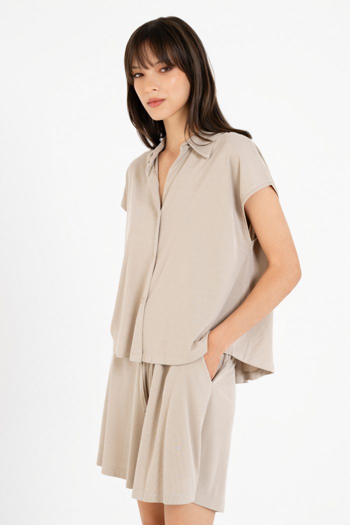 PHILOSOPHY  RIB CROPPED SHIRT