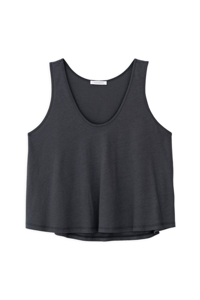 PHILOSOPHY ORGANIC JERSEY CROPPED TOP V NECK