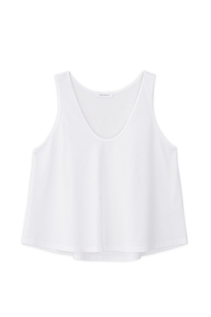 PHILOSOPHY ORGANIC JERSEY CROPPED TOP V NECK
