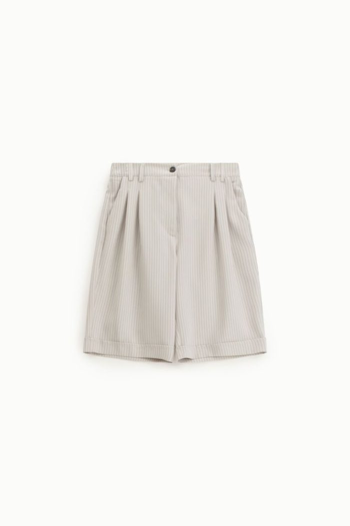 PLEASE REGULAR-FIT BERMUDA SHORTS WITH PLEATS AND STRIPED