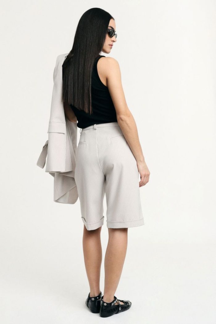 PLEASE REGULAR-FIT BERMUDA SHORTS WITH PLEATS AND STRIPED