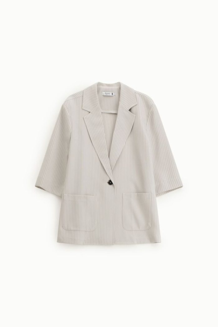 PLEASE STRIPED BLAZER WITH THREE-QUARTER SLEEVES