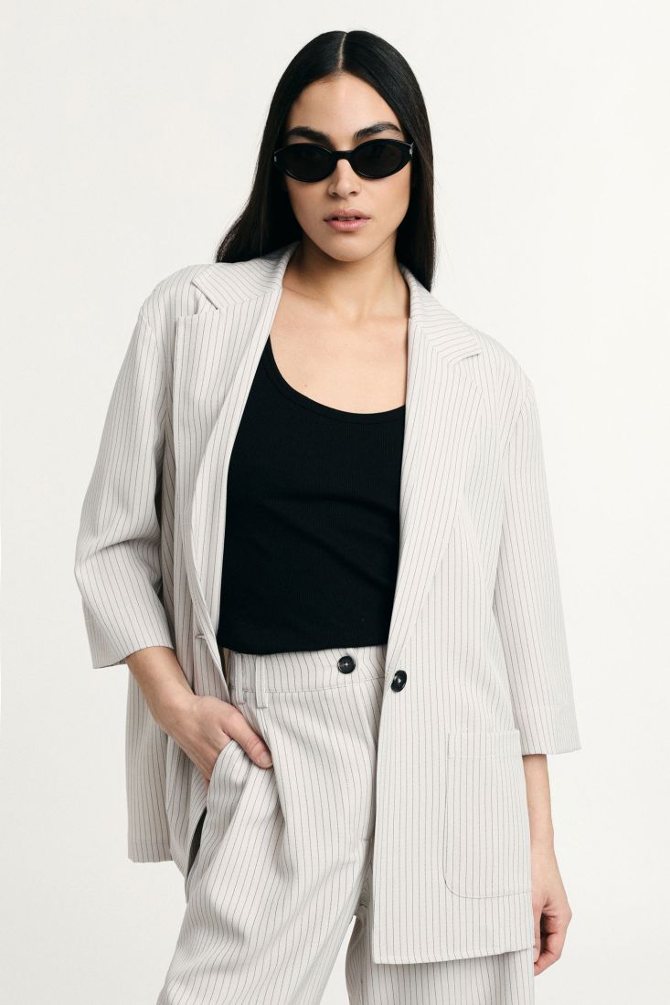 PLEASE STRIPED BLAZER WITH THREE-QUARTER SLEEVES