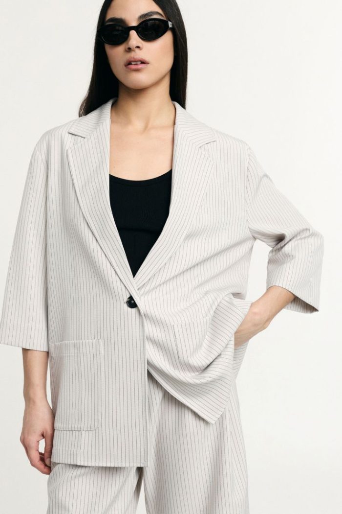 PLEASE STRIPED BLAZER WITH THREE-QUARTER SLEEVES