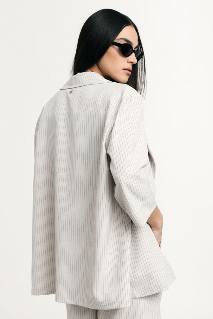 PLEASE STRIPED BLAZER WITH THREE-QUARTER SLEEVES