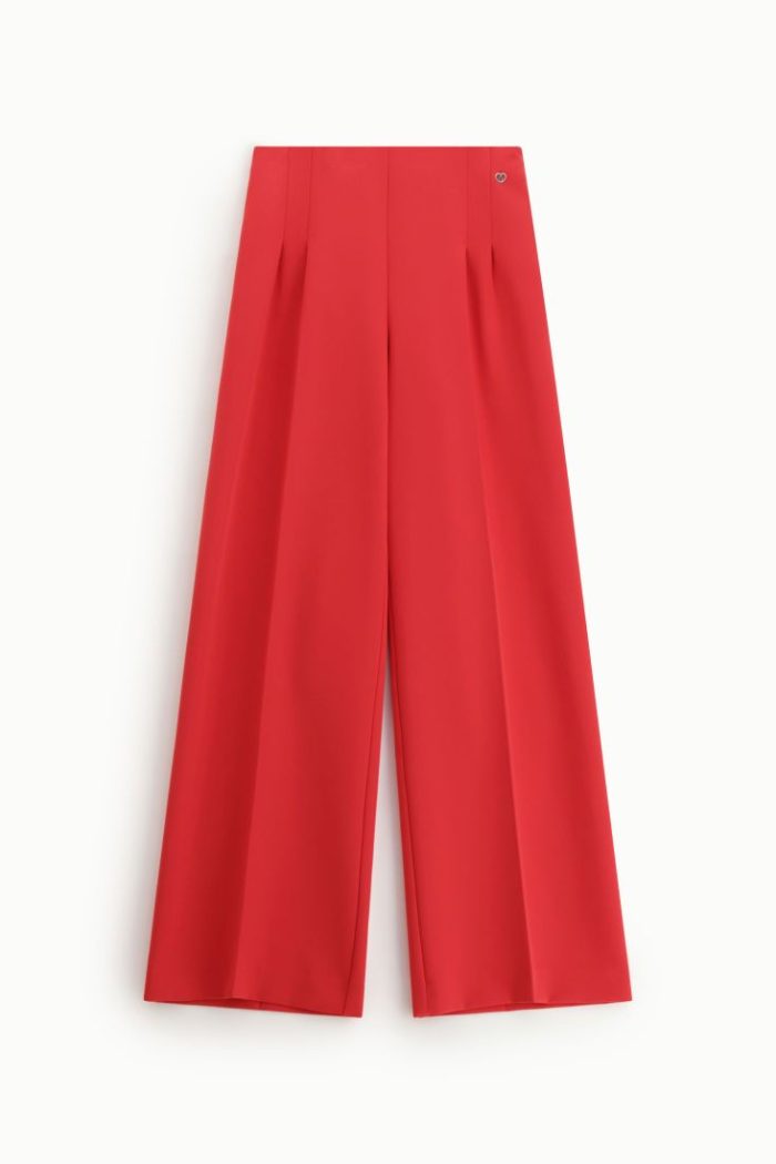 PLEASE HIGH-WAISTED PALAZZO PANTS WITH PLAEATS