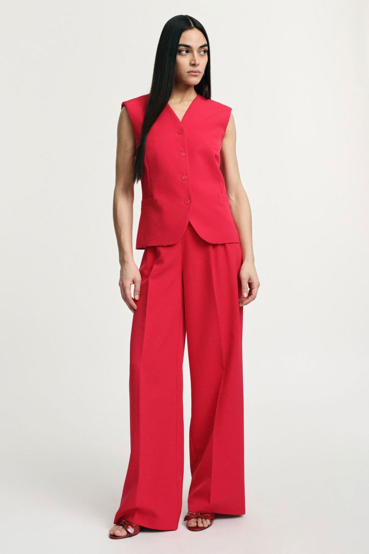 PLEASE HIGH-WAISTED PALAZZO PANTS WITH PLAEATS