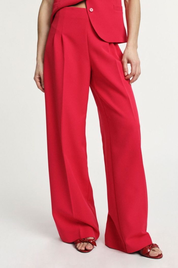 PLEASE HIGH-WAISTED PALAZZO PANTS WITH PLAEATS