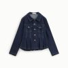 PLEASE DENIM JACKET WITH PLEATS AND FRONT BUTTONS