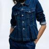 PLEASE DENIM JACKET WITH PLEATS AND FRONT BUTTONS
