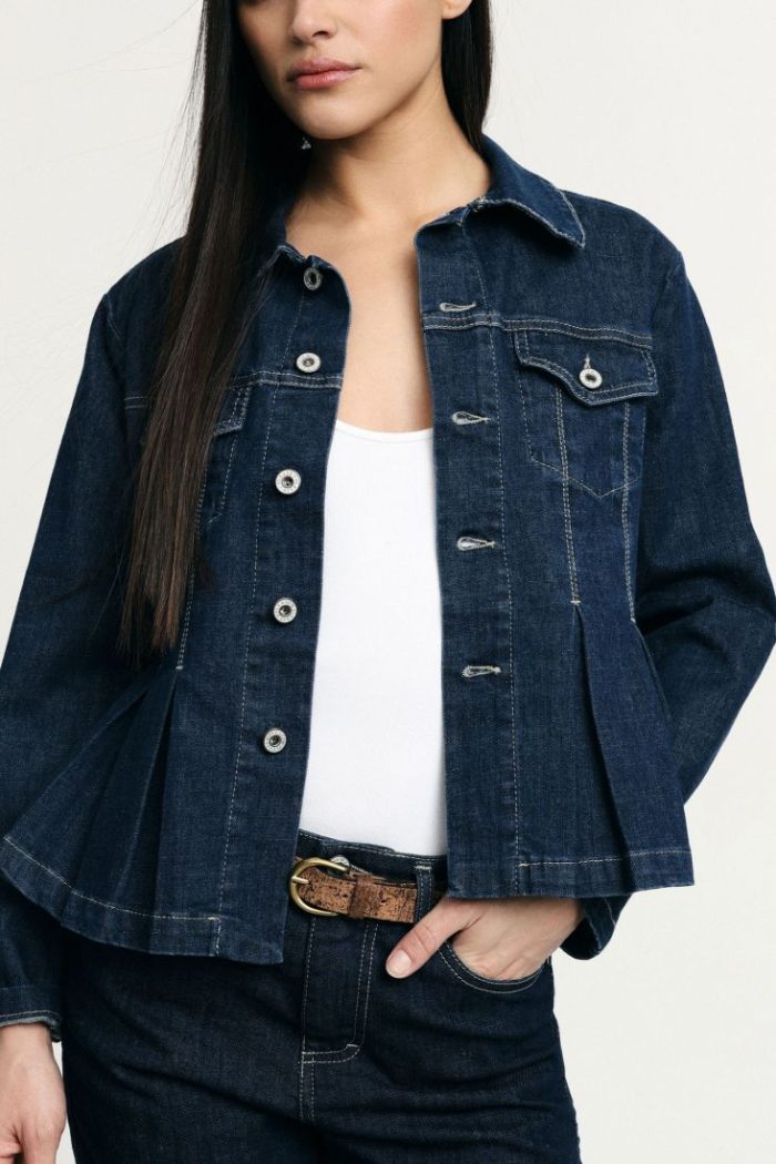 PLEASE DENIM JACKET WITH PLEATS AND FRONT BUTTONS