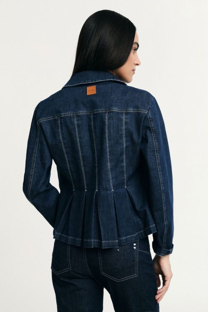 PLEASE DENIM JACKET WITH PLEATS AND FRONT BUTTONS