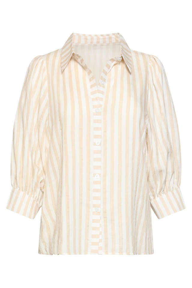 SMASHED LEMON SRIPED BLOUSE WITH PUFF SLEEVES