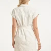 SMASHED LEMON ELEGAND BUTTON-DOWN DRESS WITH DELICATE FLORAL EMBROIDERY