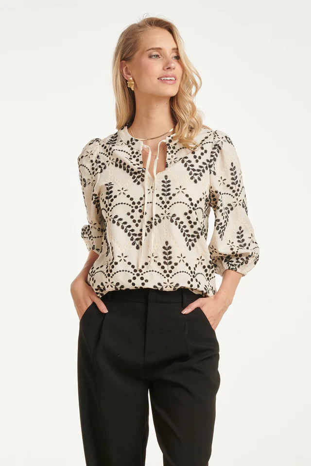 SMASHED LEMON BLOUSE WITH DETAILED EMBROIDERY AND BALLON SLEEVES