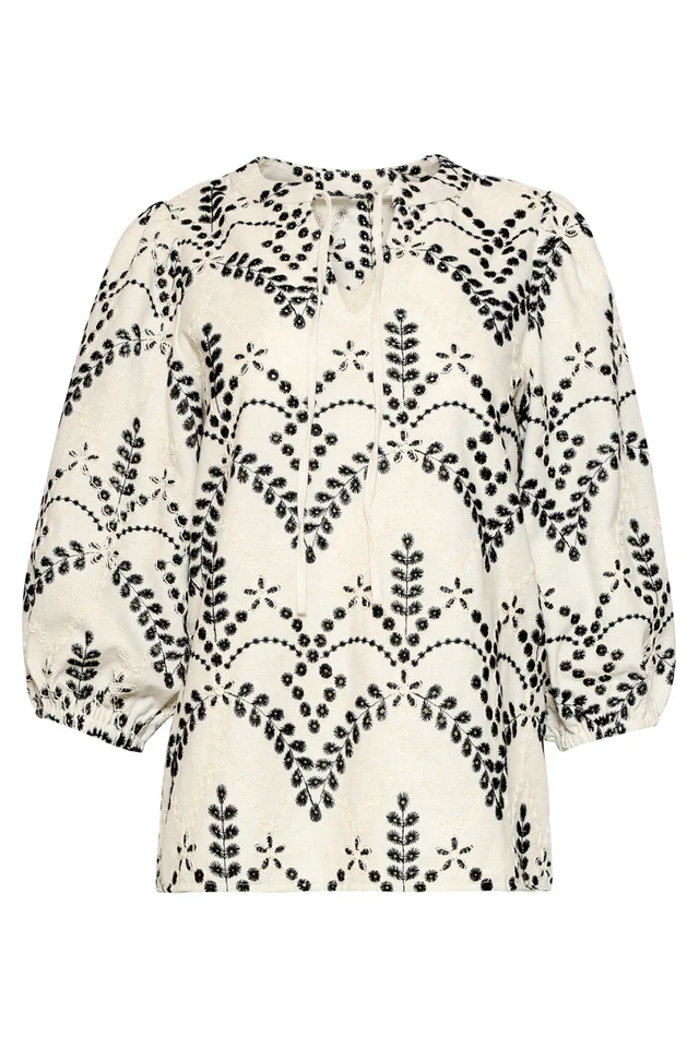 SMASHED LEMON BLOUSE WITH DETAILED EMBROIDERY AND BALLON SLEEVES