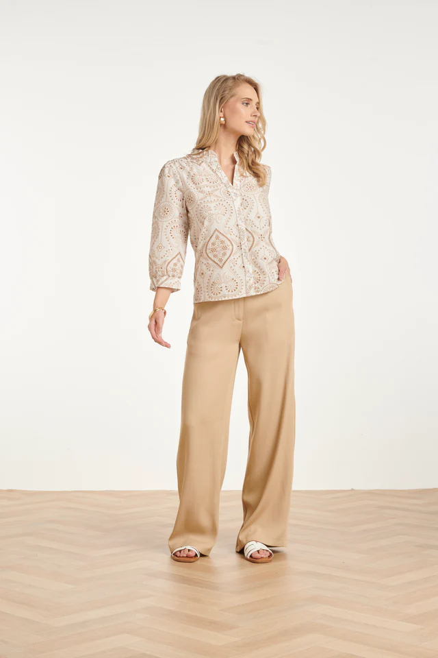 SMASHED LEMON BLOUSE WITH PAISLEY EMBROIDERY AND RUFFLES