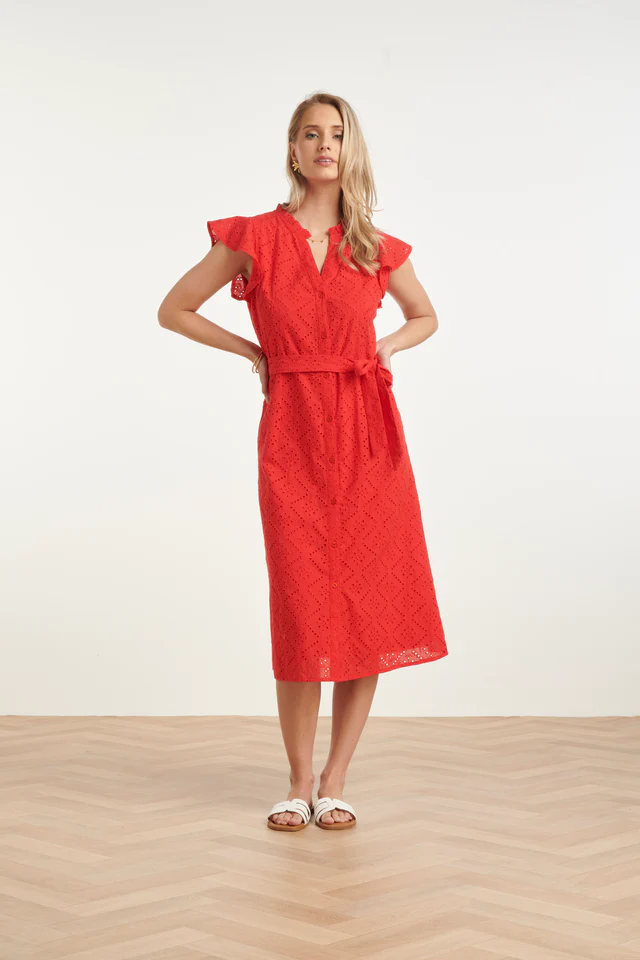 SMASHED LEMON BRODERIE BUTTON-DOWN DRESS