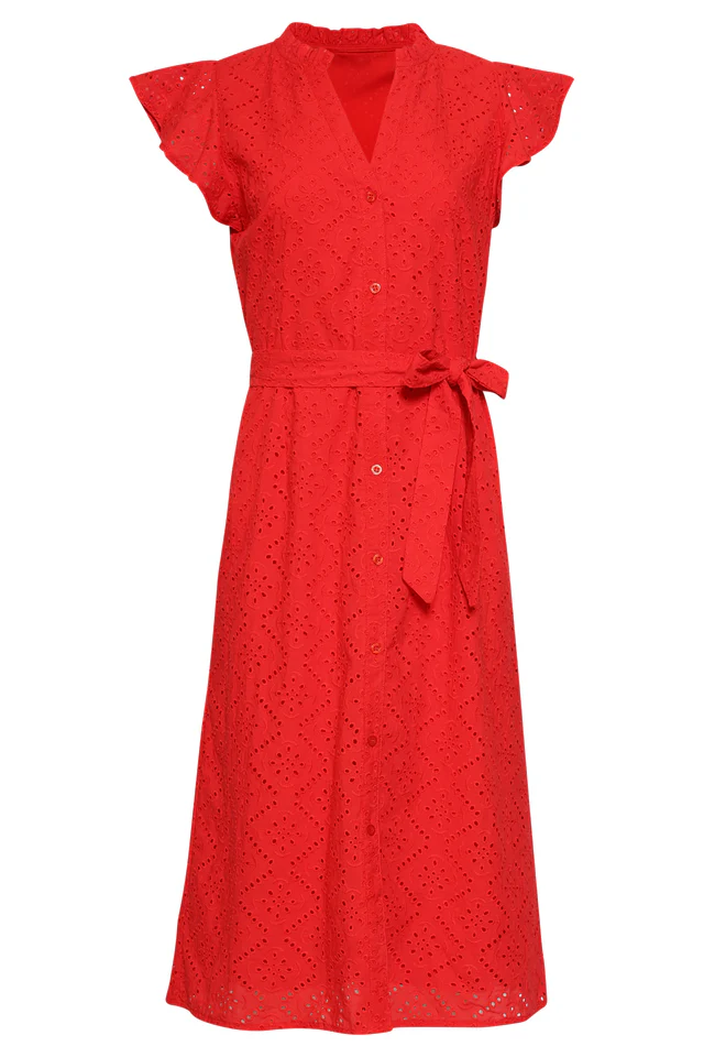 SMASHED LEMON BRODERIE BUTTON-DOWN DRESS