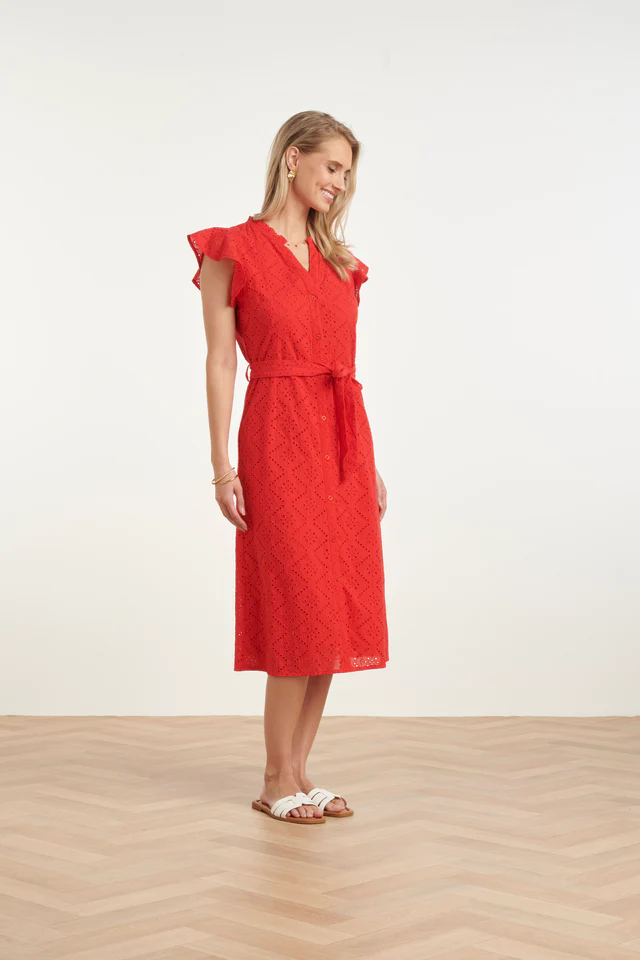 SMASHED LEMON BRODERIE BUTTON-DOWN DRESS