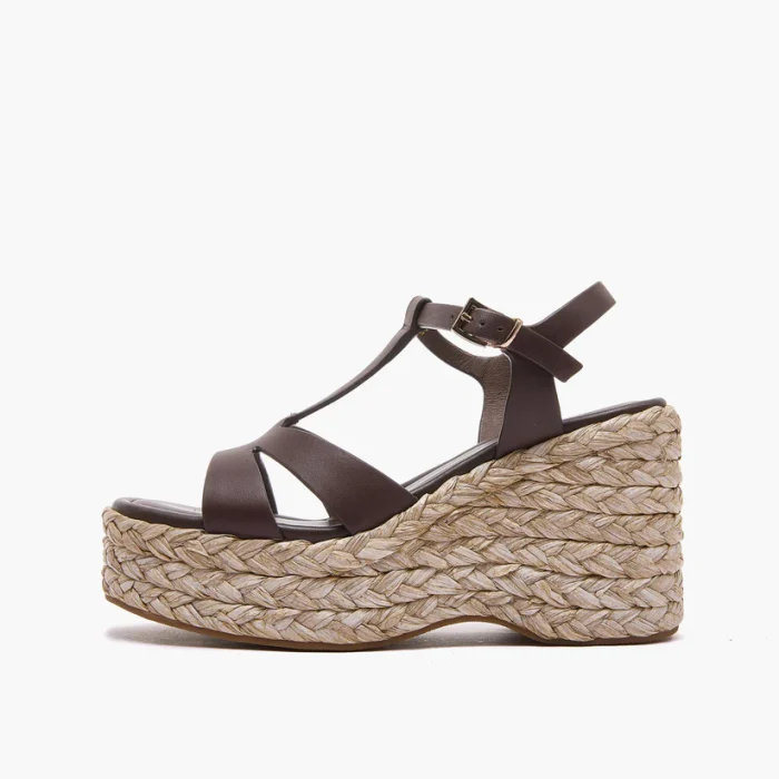 EMANUELLE VEE   YUMI HIGH COWHITE WEDGE SANDAL