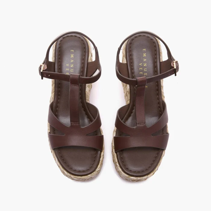 EMANUELLE VEE   YUMI HIGH COWHITE WEDGE SANDAL