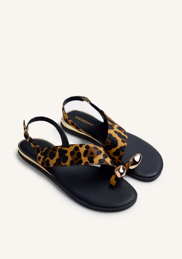 GIOSEPPO RING ANIMAL PRINT LEATHER SANDALS MAIRO