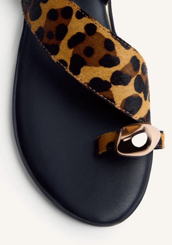 GIOSEPPO RING ANIMAL PRINT LEATHER SANDALS MAIRO