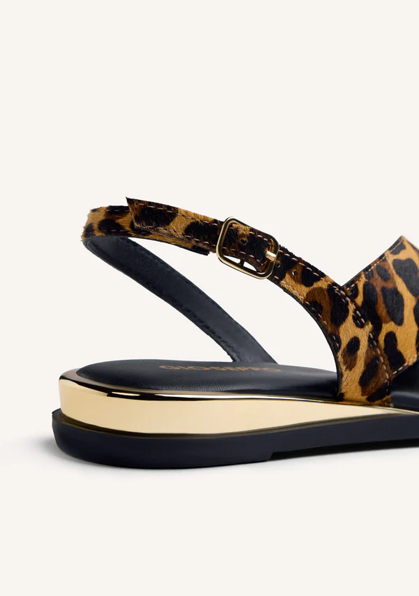 GIOSEPPO RING ANIMAL PRINT LEATHER SANDALS MAIRO