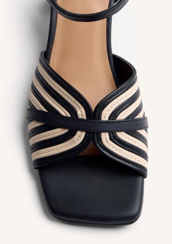 GIOSEPPO STRIPED LEATHER HEELED SANDALS THORNTON