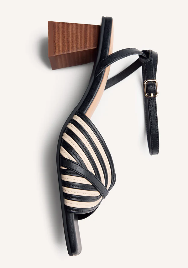 GIOSEPPO STRIPED LEATHER HEELED SANDALS THORNTON