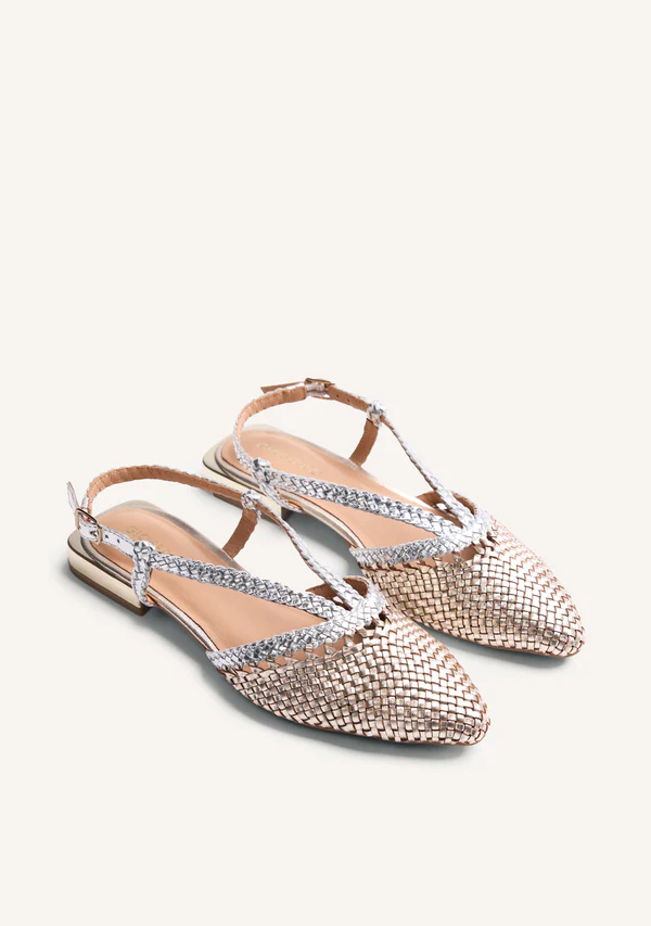 GIOSEPPO BRAIDED LEATHER SLINGBACK BALLET FLATS KITODI