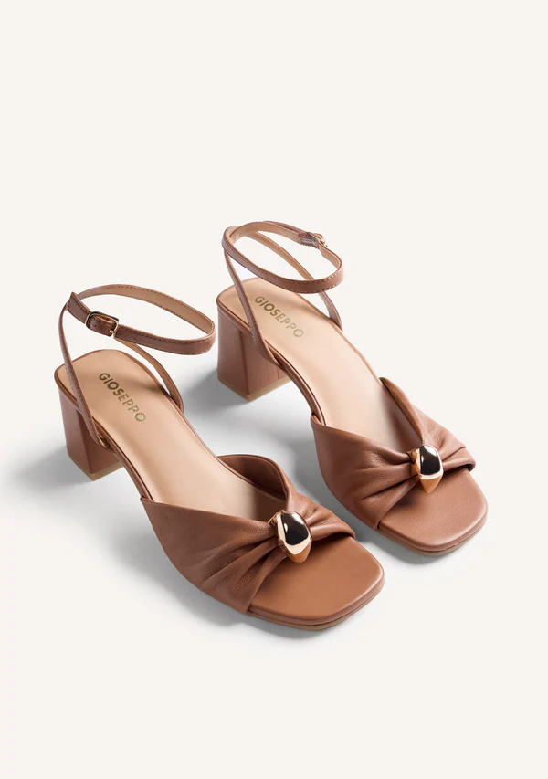 GIOSEPPO JEWEL LEATHER HEELED SANDALS KABARNET