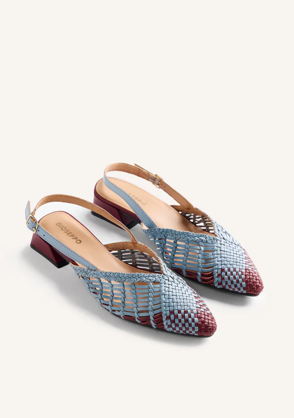 GIOSEPPO BRAIDED LEATHER SLINGBACK HEELED SHOES KEHANCHA