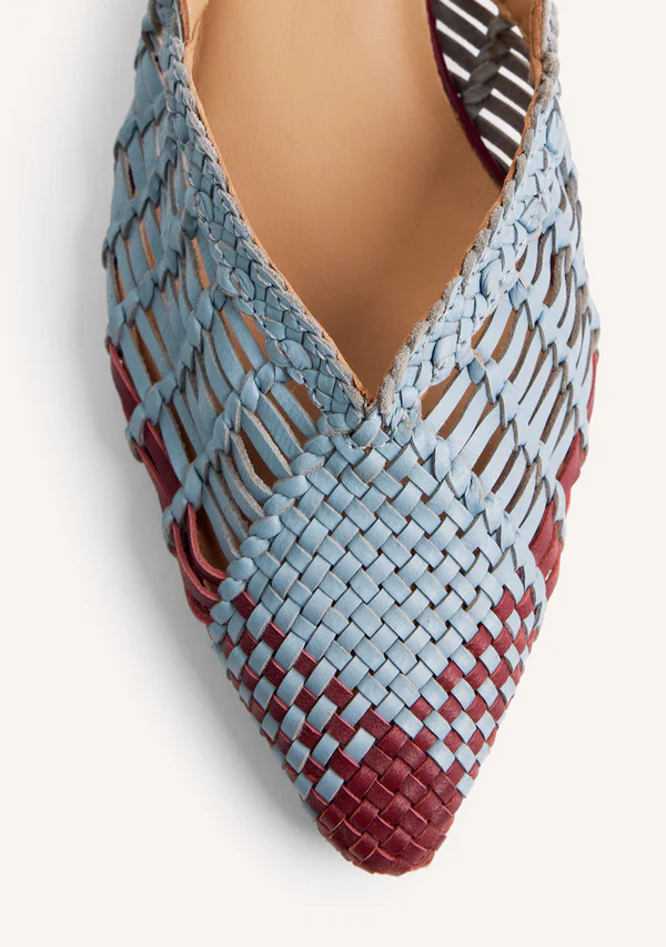 GIOSEPPO BRAIDED LEATHER SLINGBACK HEELED SHOES KEHANCHA